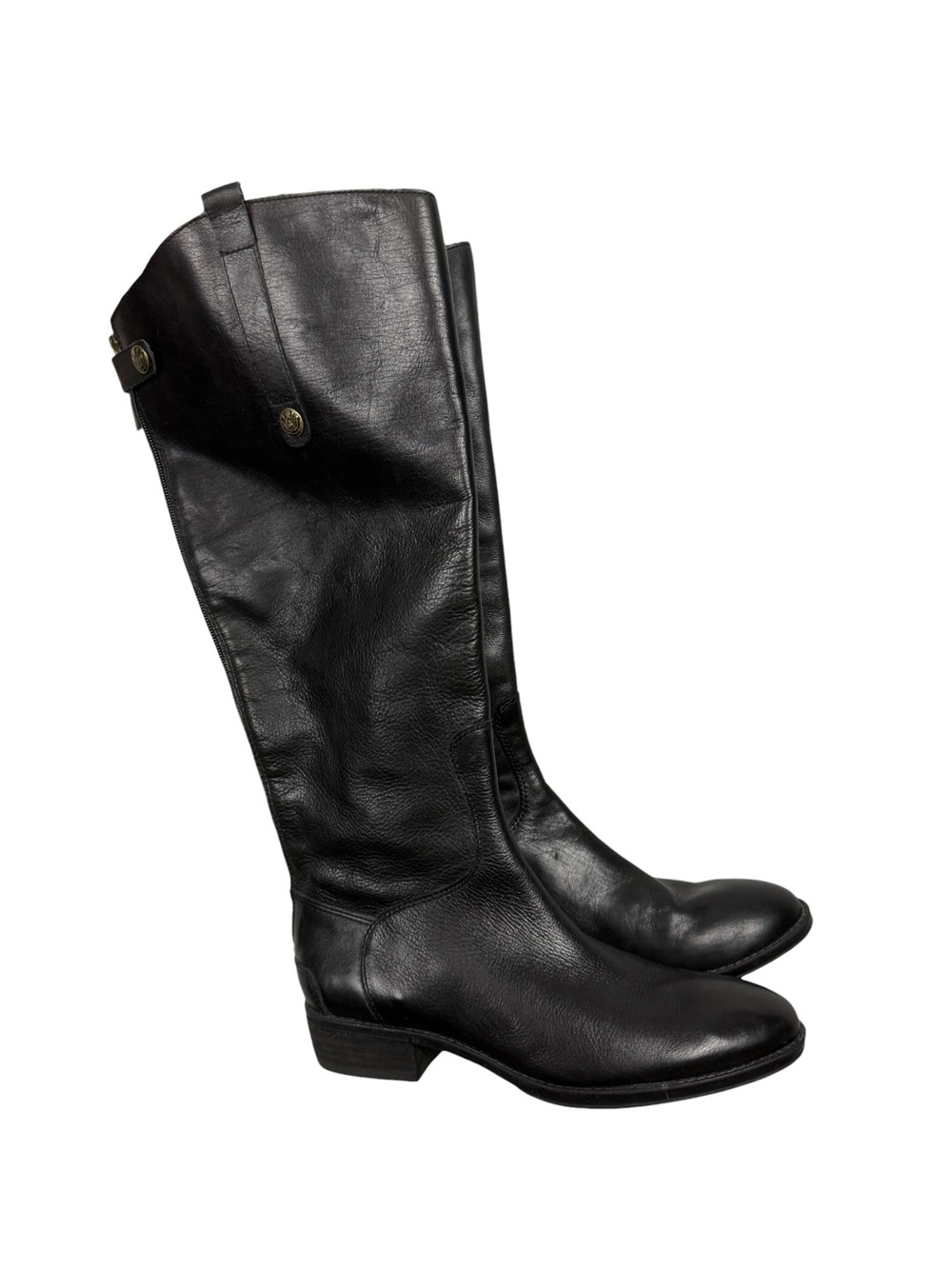 Anthropologie Sam Edelman Penny Black Leather Zip Riding Boots - Picture 3 of 7